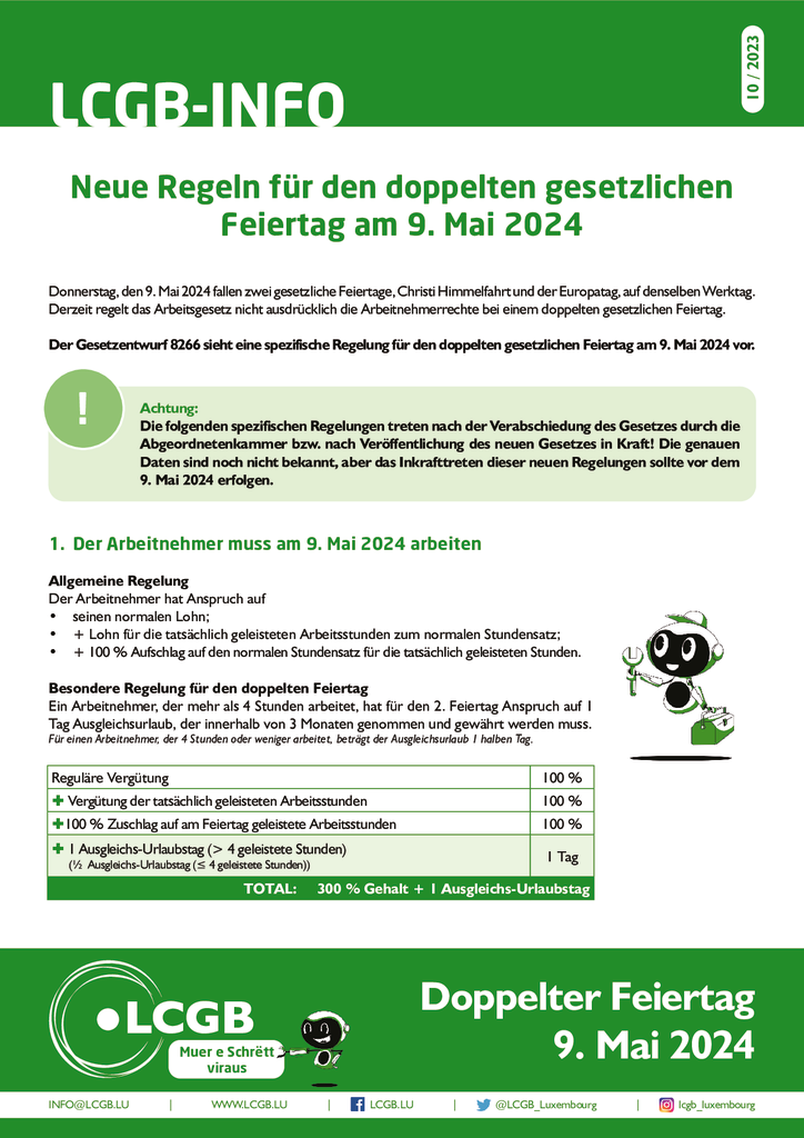 Neue Regeln für den doppelten gesetzlichen Feiertag am 9. Mai 2024 ...